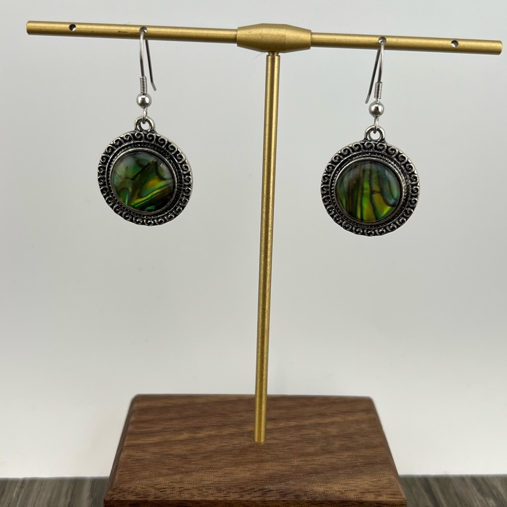Elegant Silver and Green Earrings
